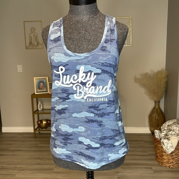 Lucky Brand Camo Printed Logo Tank Size Medium - Picture 1 of 5